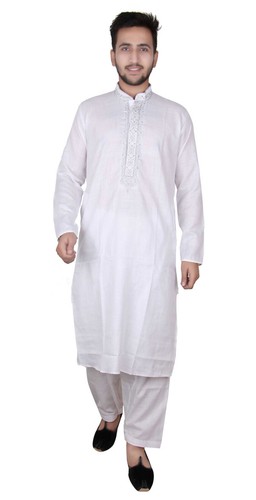 Men soft cotton white - cotton, kurta