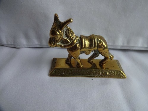 Vintage cute brass donkey - vintage,