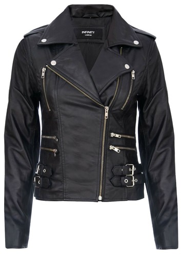 Ladies leather biker jacket - ladies,