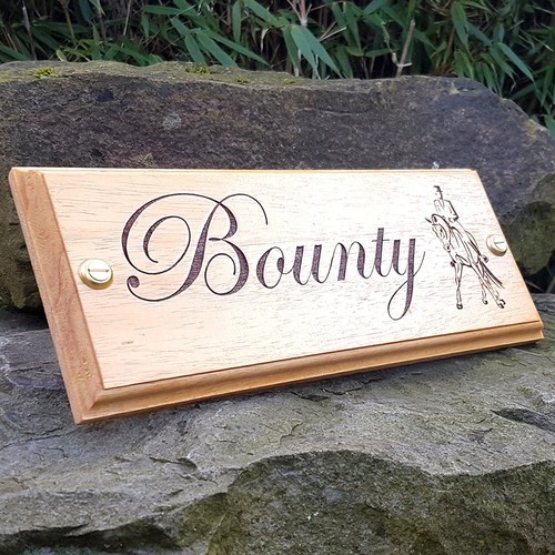 Horse stable name plate wooden - horse,