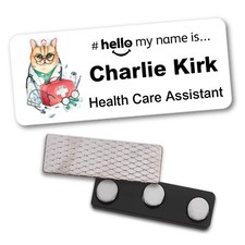 Hello Name Badge Nurse Care Midwife Doctor Cat Kitten SMN Magnet Healthcare