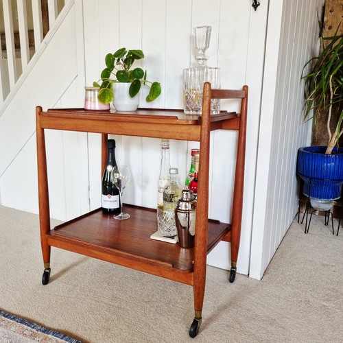 Vintage teak drinks trolley - teak,