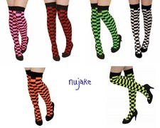 Girls Checked Over The Knee High Police Checkered Socks Skater Girl Cosplay