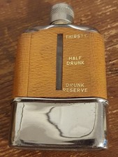 Small Vintage Hip Flask 6x10cm Leather Stainless Steel
