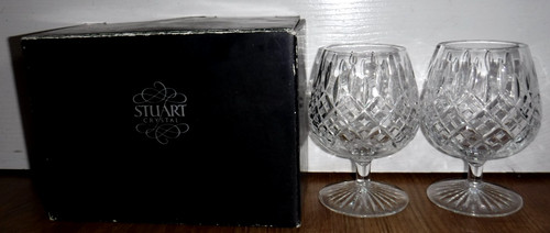 Pair signed stuart crystal - stuart,