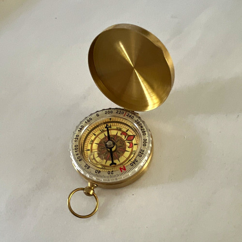 Vintage brass pocket compass - vintage,