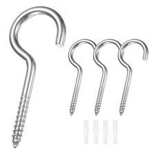 4-Pack Hooks Screw, M5 2.56" Stainless Steel Bolts with Plastic Anchors