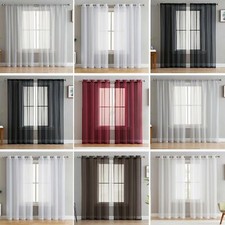 2 SLOT TOP, EYELET or TAB TOP Voile Net Panels, Curtains Pair With TIE BACKS !