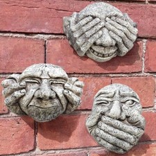 Garden Wall Plaques Decoration Hear Speak See No Evil Gargoyle Ornaments summer
