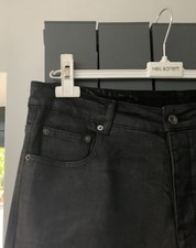 Rick Owens Mens DRKSHDW Collapse Cut Skinny Wax Coated Jeans Black Size 34W