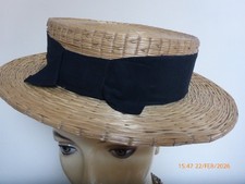 Vintage  Straw Boater Hat Size