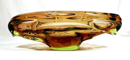 Rare czech glass bowl - glass, 'red
