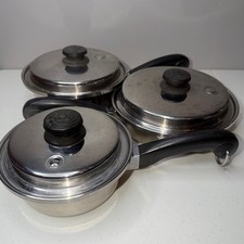 Saladmaster T304S Stainless Steel 6 Piece Saucepot Set Vented Vapo Lids Vintage 