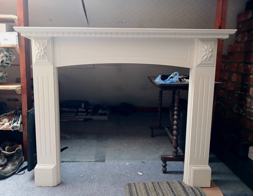 White painted wooden - wooden, mantel