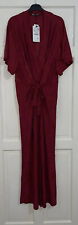 ZARA RED BURGUNDY LONG WIDE LEG FLORAL PRINT JACQUARD JUMPSUIT WITH BELT SIZE M