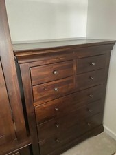 French Hardwood Mahogany Stained Tall 4 over 3 Drawer Chest - 7 Drawers  
