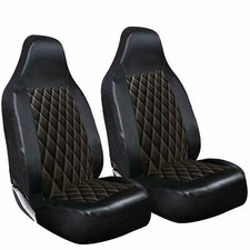 For Volkswagen VW Beetle -LUXURY BLACK QUILTED DIAMOND LEATHER FRONT SEAT COVERS