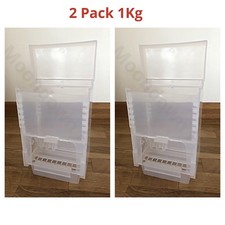 2pk 1Kg SEED HOPPER/ FEEDER PLASTIC FOR CAGE BIRD- FINCH CANARY BIRDS