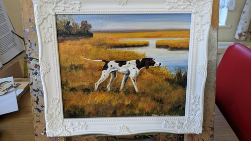 Oil painting hunting scene - painting,