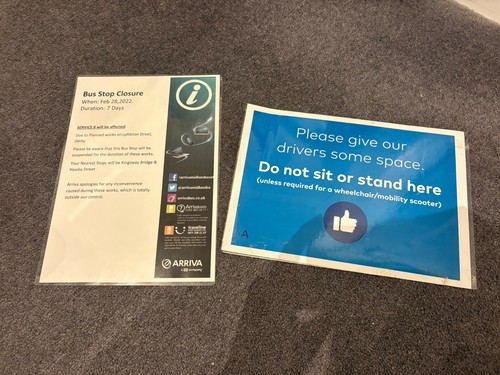 Arriva bus notice x2 - arriva, a4