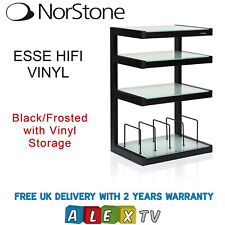 Norstone ESSE Black HiFi Rack with Frosted Glass Shelves & Vinyl Storage Hi-Fi