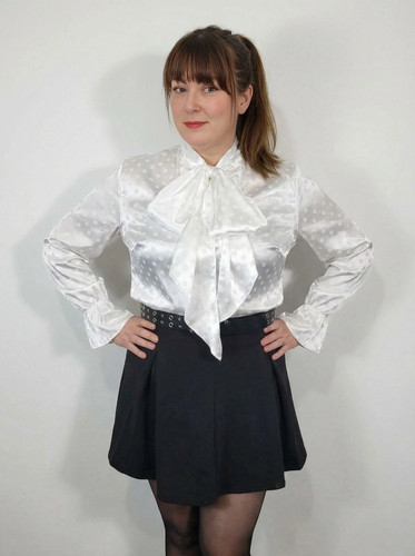 White jacquard satin polka - jacquard,