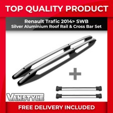 FITS RENAULT TRAFIC 14> SWB SILVER ROOF BARS & CROSS BAR SET ROOF RACK NO DRILL