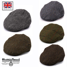 British Made Genuine 100% Wool Harris Tweed Flat Cap Scottish Bunnet Hat