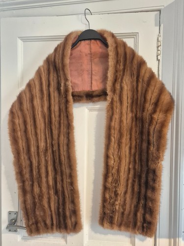 Honey blond mink stole - ,, silk
