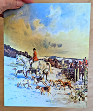 Vtg MCM Fox Hunting Equestrian Foxhound Michael LYNE Xmas Greeting Card EB10685
