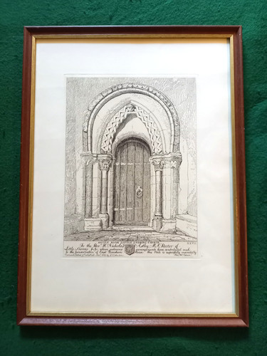 Framed engraving south door - south,