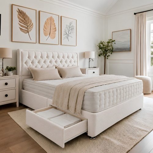 Plush divan bed - bed, set
