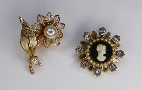 Vintage brooch lot - brooch, cameo