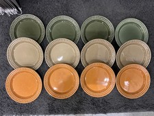 PORTMEIRION BOTANIC GARDEN HARMONY PLATES SET X 12 LUNCHEON SALAD ORANGE 2 GREEN