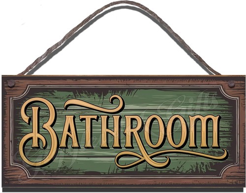 Bathroom wooden sign - bathroom, –