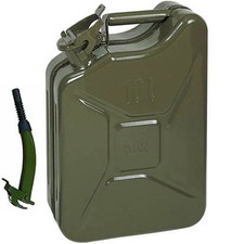 10L Metal Jerry Can Green Car Storage Fuel Petrol Diesel Container & Flexi Spout
