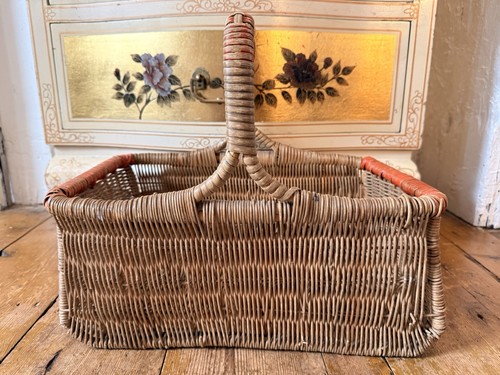 Vintage wicker woven shopping - wicker,