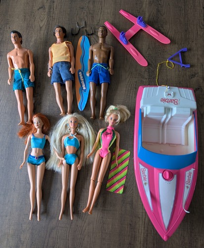 Barbie speed boat beach doll - &,