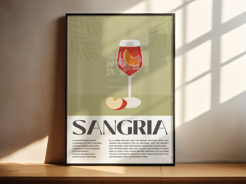 Sangria cocktail poster print - cocktail,