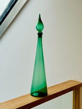 XL Green Glass Empoli Genie Bottle with Original Stopper 62cm