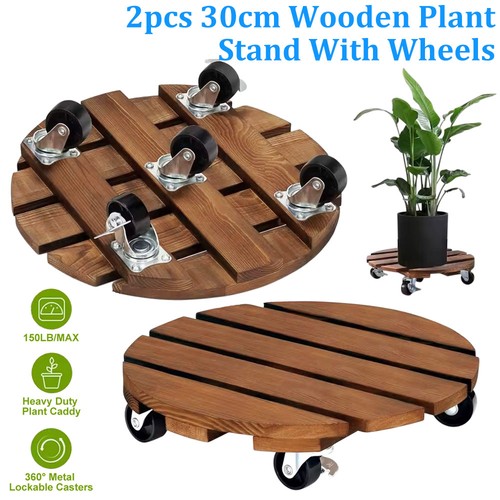 Wood 30cm flower pot holder - 2x,