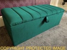 Panel Ottoman Storage Box  Green Velvet Blanket Toy Box  Pouffe Bench Footstool