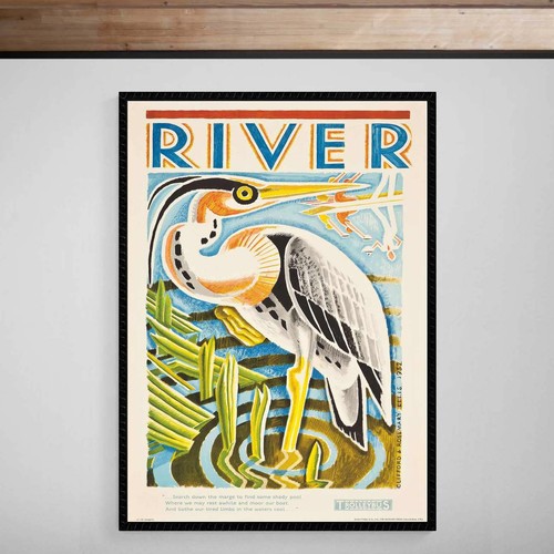 River heron vintage bus - river,