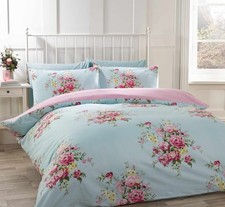 Shabby Chic Duvet Cover Brushed Cotton Flannelette Quilt Bedding Set Super King