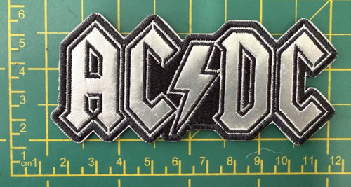 Chrome logo woven sew or - ac/dc,