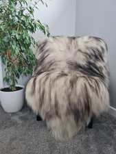 Genuine Icelandic Sheepskin Rug with Black Tips Soft Natural Pelt Large Fleece