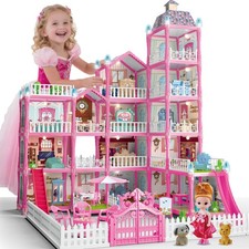 Girls Toy for 3+ Year Old Barbie Villa Christmas Gift 5 Tier DIY Dolls House LED