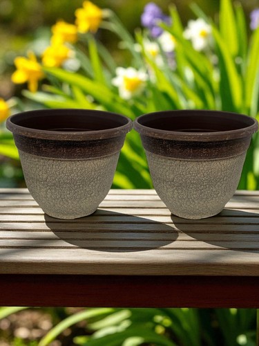 Crackle planter 30cm concrete - 30cm,
