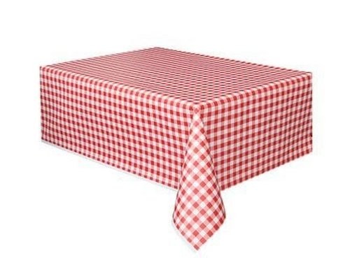 Red and white gingham check - and,