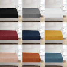 Satin Stripe Fitted Sheet 25cm Microfiber Hotel Quality Double Striped All Size